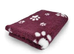 Vetbed s protiskluzem 50x75cm - bordó s bílými tlapkami